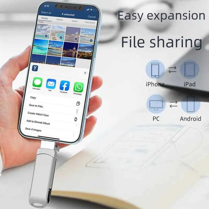 Silver 64GB multi-function mobile phone U disk drive by Mead's Supply & Equipment Outfitters, versatile electronics accessory for data transfer