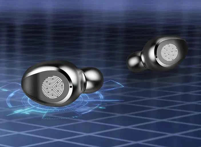 Black F9 Bluetooth headphones by Mead's Supply & Equipment Outfitters with touch control and battery display, electronics accessory.