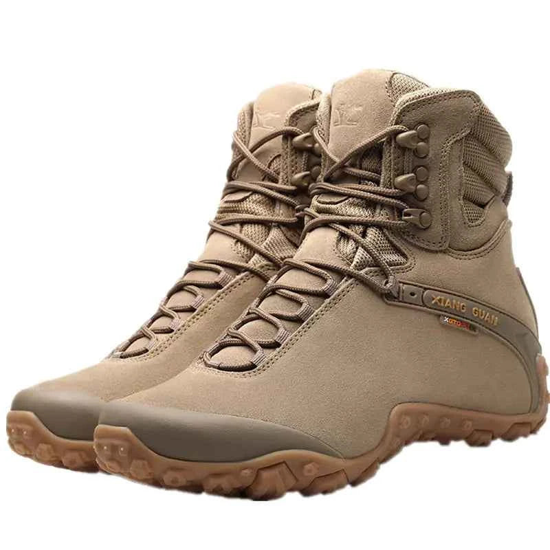 Black women's waterproof hiking boots by Mead's Supply & Equipment Outfitters, lightweight climbing shoes for outdoor adventures.