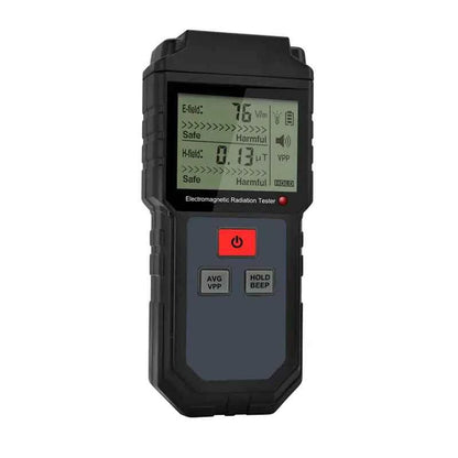WinAPEX ET825 handheld EMF meter with LCD display and alarm, used for measuring electromagnetic radiation for health and safety.