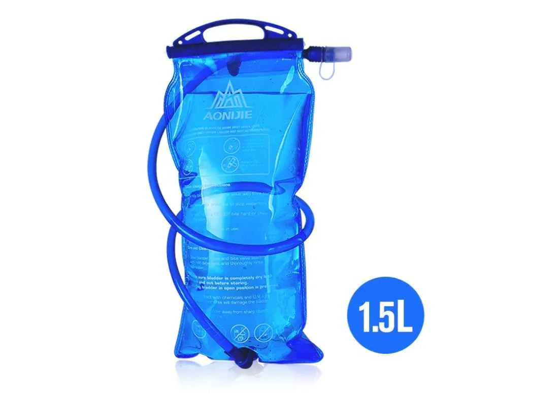 Blue 2L hydration bladder water bag from Mead's Supply & Equipment Outfitters, designed for sports and outdoor hydration needs.