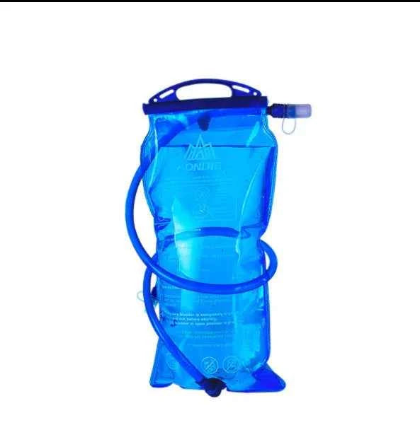 Blue Mead's Supply hydration bladder, 2L water bag for sports and outdoor activities, made by Mead's Supply & Equipment Outfitters.