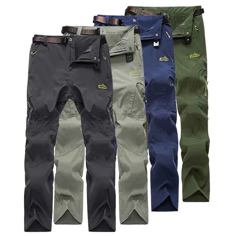 Men's black and grey quick-drying outdoor hiking pants by Mead's Supply, waterproof, anti-UV, breathable trekking pants in 3XL.