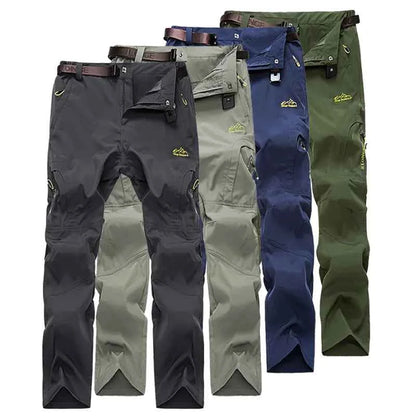 Men's black and grey quick-drying outdoor hiking pants by Mead's Supply, waterproof, anti-UV, breathable trekking pants in 3XL.