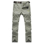 Men's black and grey quick-drying outdoor hiking pants from Mead's Supply & Equipment, waterproof, anti-UV, breathable trekking pants.