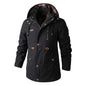 Men's black plus size hooded windbreaker jacket by Mead's Supply & Equipment Outfitters, lightweight outdoor wind jacket with hood.