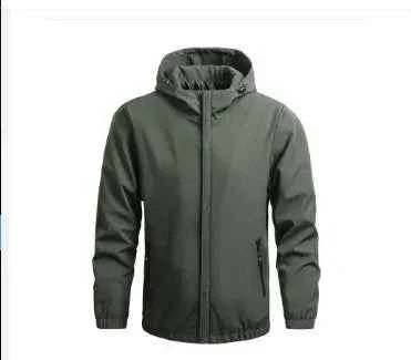 Men's outdoor waterproof jacket by Mead's Supply & Equipment Outfitters, windproof rain jacket for hiking and all-weather protection.