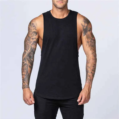 Men's loose cotton sleeveless singlet in white, made by Mead's Supply & Equipment Outfitters, casual men's clothing for warm weather.