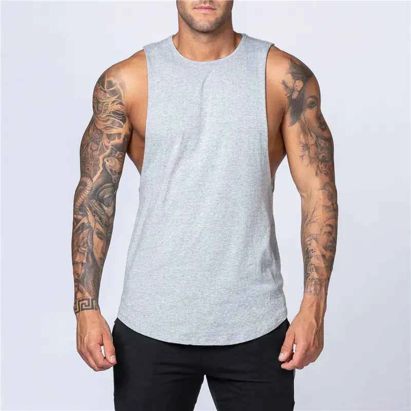 White men's loose cotton sleeveless singlet from Mead's Supply & Equipment Outfitters, casual men's clothing for comfort and style.
