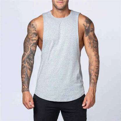 White men's loose cotton sleeveless singlet from Mead's Supply & Equipment Outfitters, casual men's clothing for comfort and style.