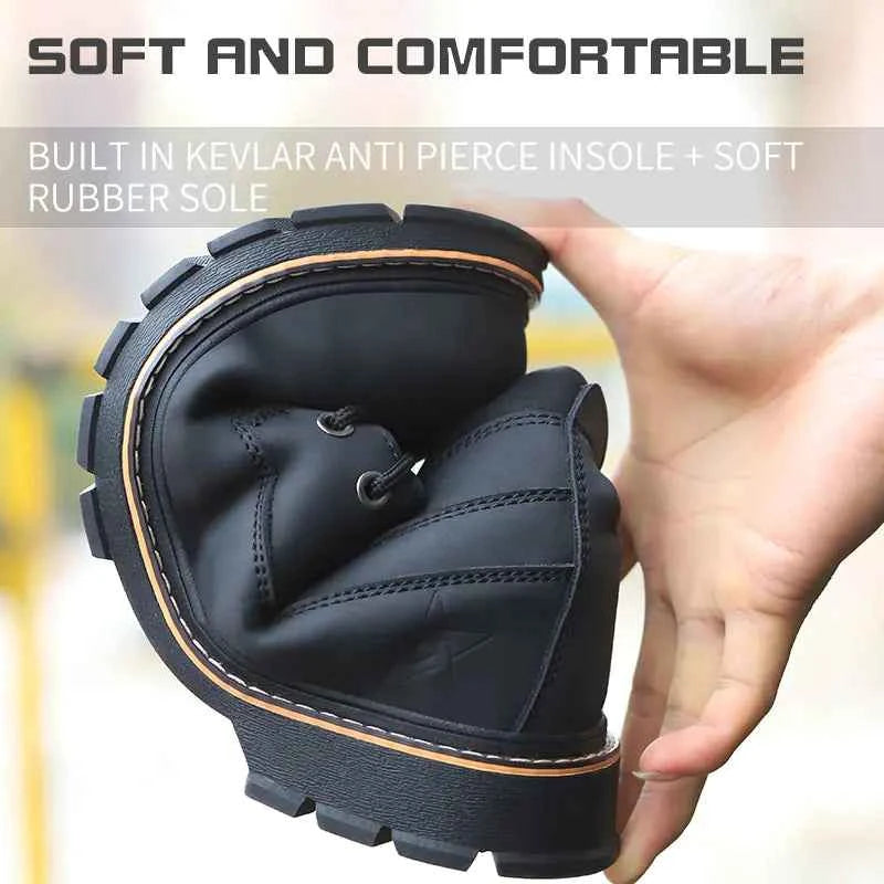 Men's waterproof steel-toe winter plush safety boots by Mead's Supply & Equipment Outfitters, showing blue insulated safety footwear.