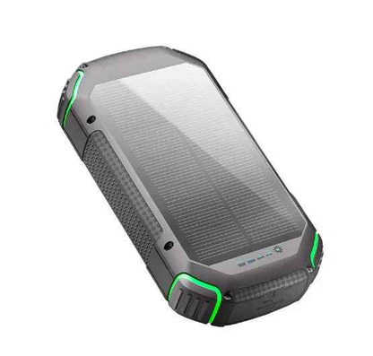 20000mAh waterproof solar power bank with red light from Mead's Supply & Equipment Outfitters, featuring durable design and solar charging.