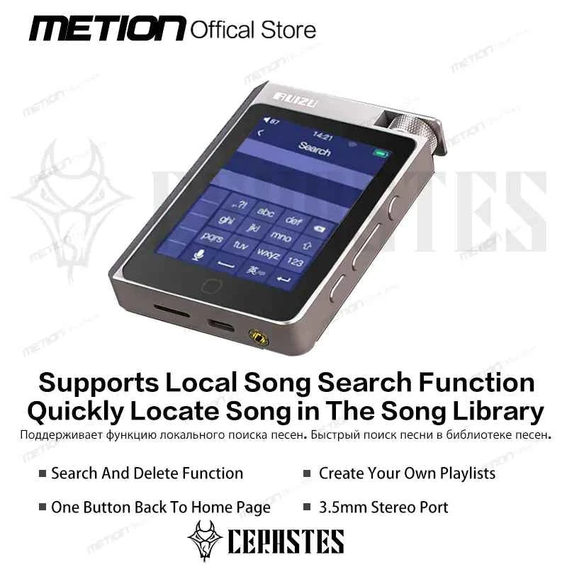 Mead's Supply & Equipment MP3 Player with 2.8-inch screen, Bluetooth 5.0, 16GB storage, and 14-hour battery for outdoor use.