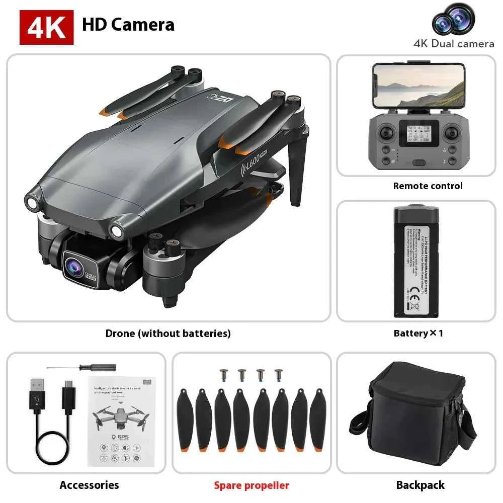 Mead's Supply & Equipment Outfitters L600 PRO MAX drone with 4K HD camera, GPS, smart return, and laser obstacle avoidance for aerial photography.