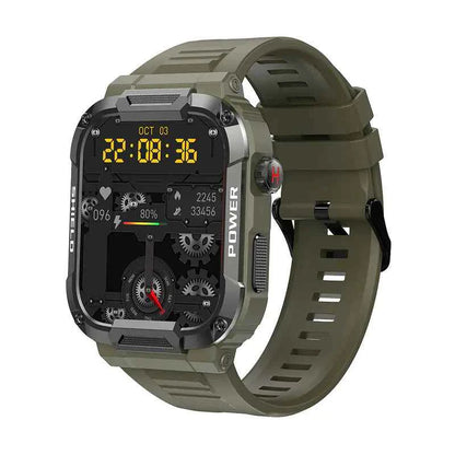 Mead's Supply & Equipment Outfitters MK66 waterproof smartwatch with rugged design, Bluetooth calling, 1.85" HD display, black outdoor electronics