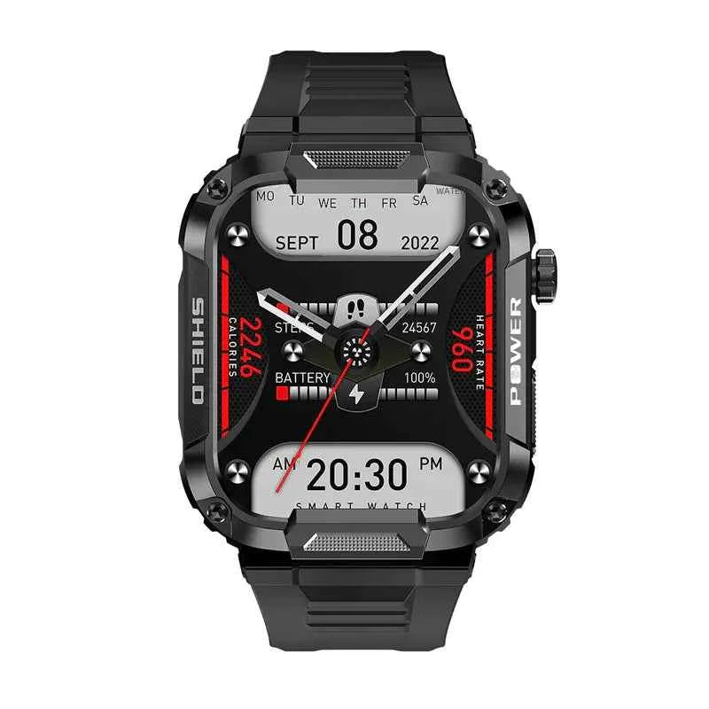 Mead's Supply MK66 Smart Waterproof Watch with 1.85" HD display, rugged design, Bluetooth calling, ideal for outdoor electronics.
