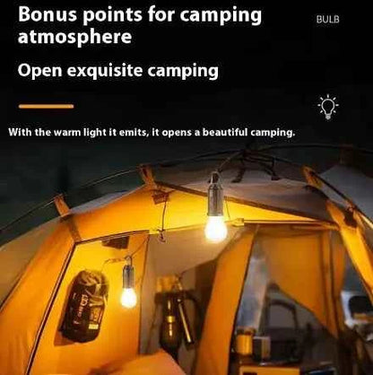 Mead's Supply portable camping LED lamp with rechargeable battery, magnetic base, outdoor lantern perfect for camping and outdoor activities.