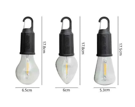 Portable camping LED lamp with rechargeable battery and magnetic base, ideal for outdoor adventures and camping lighting.