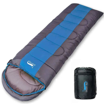 Green outdoor sleeping bag by Mead's Supply & Equipment Outfitters for camping, suitable for single or double use.