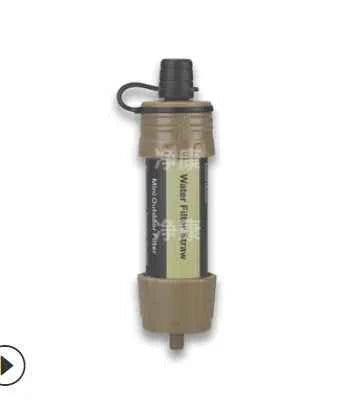 Mead's Supply outdoor water purification straw for emergency use, compact and portable for clean drinking water in outdoor conditions.