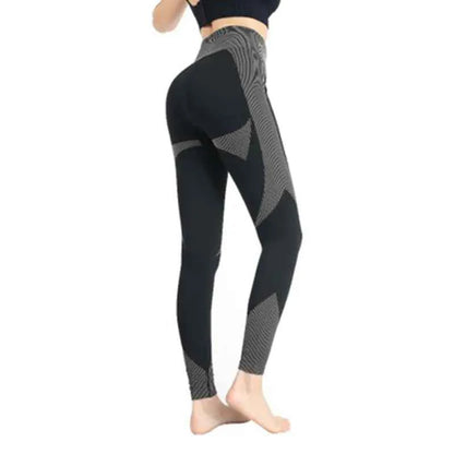 Black seamless hollow yoga pants for women by Mead's Supply & Equipment Outfitters, moisture-wicking and breathable athletic leggings
