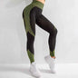 Black seamless hollow women's yoga pants by Mead's Supply & Equipment Outfitters, moisture-wicking breathable athletic leggings.