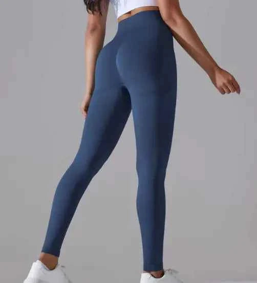 Brown knitted high waist yoga pants by Mead's Supply & Equipment Outfitters, soft stretch activewear for women, small size.