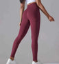 Brown knitted high waist yoga pants from Mead's Supply & Equipment Outfitters, soft stretch activewear for women, small size.