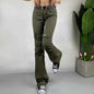 Dark green women's cargo straight pants and jeans by Mead's Supply & Equipment Outfitters, casual high street style.