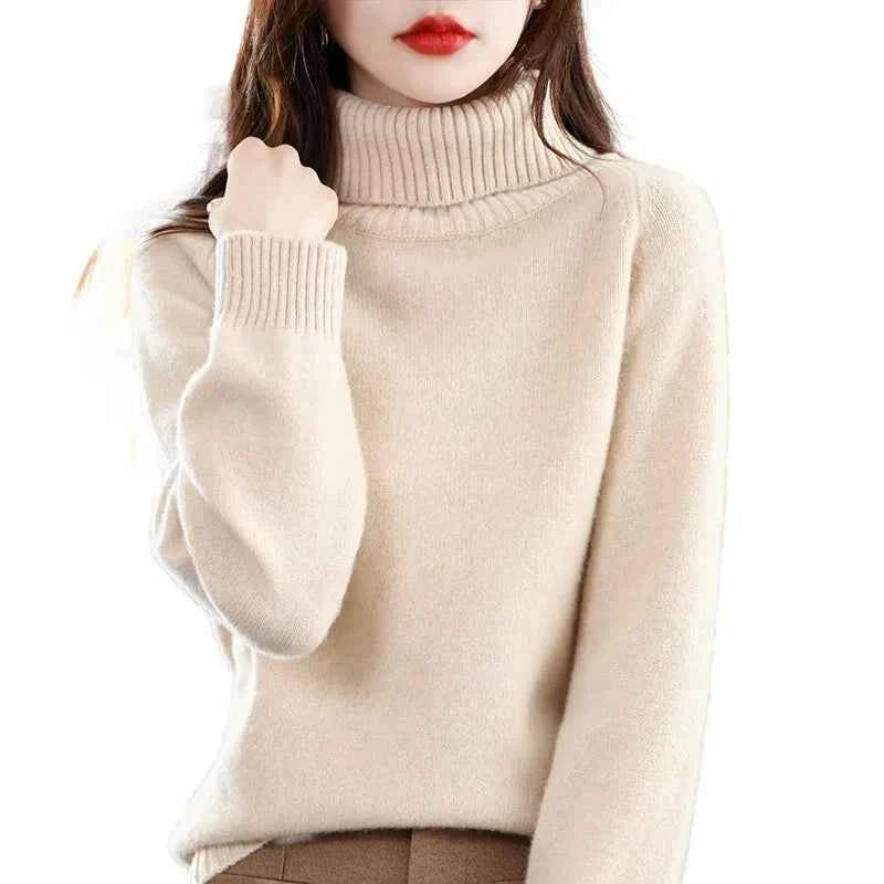 Women's green Merino wool high neck sweater top from Mead's Supply & Equipment Outfitters, showcasing soft knit fabric and cozy style.