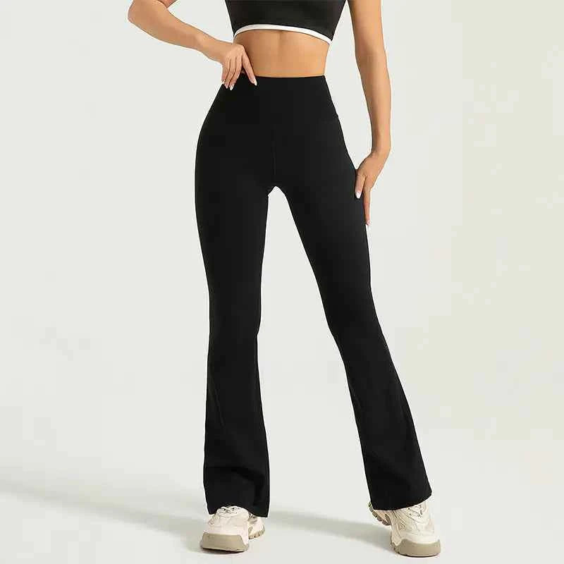 Women's high waist flared yoga pants with hip-lifting bell bottom design, in gun gray, from Mead's Supply & Equipment Outfitters.