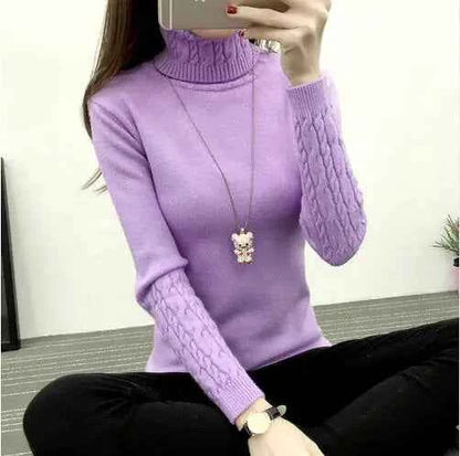 Women's wool high neck sweater by Mead's Supply & Equipment Outfitters, slim fit, long sleeves, perfect for winter warmth.