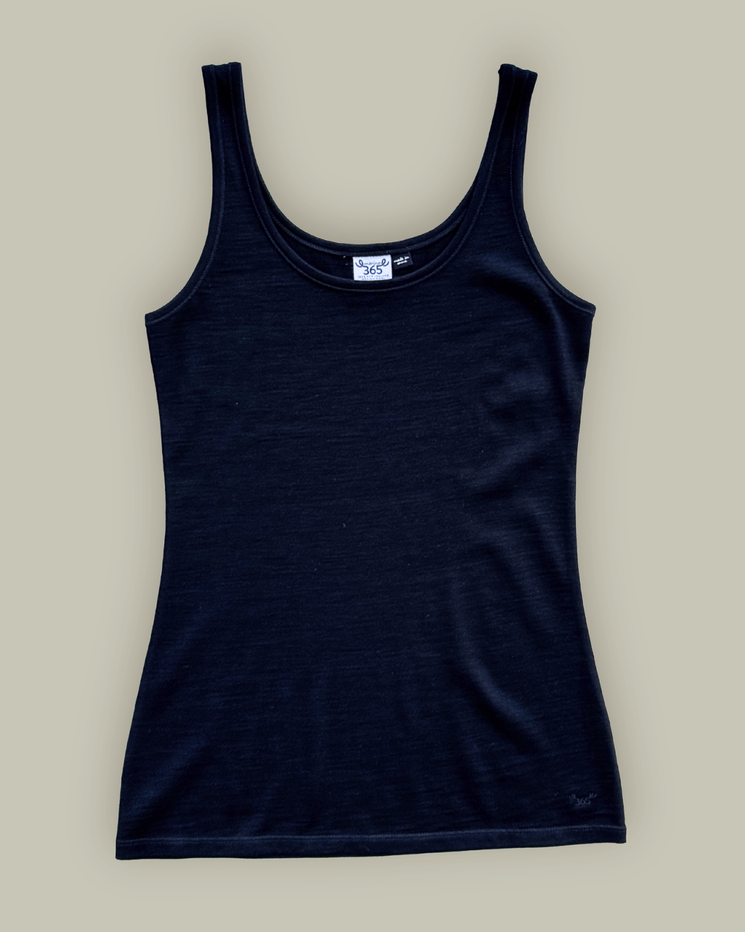 Black women's scoop neck tank top made from 100% Merino wool by Merino 365 NZ, casual and comfortable women's singlet.
