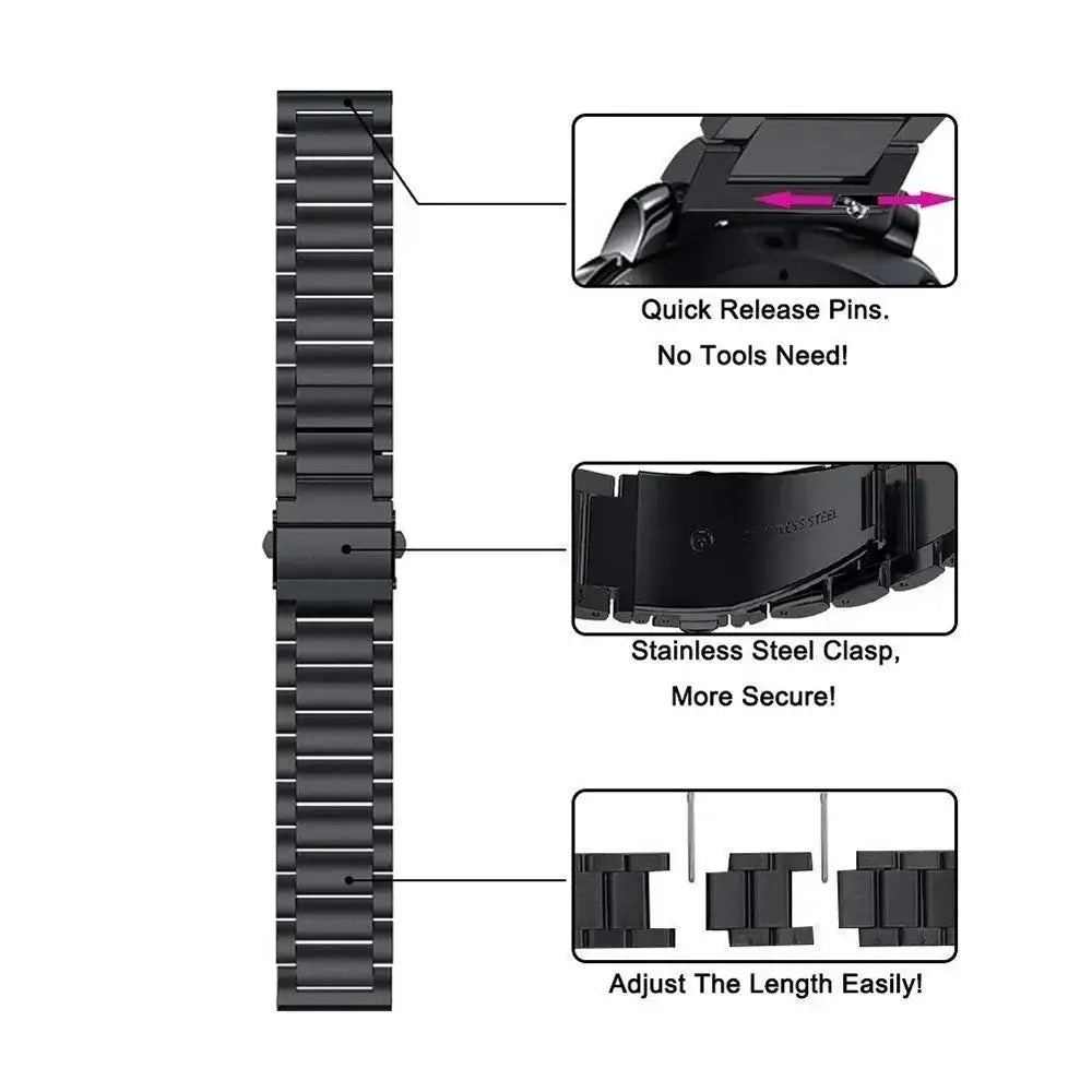 Metal Band for the Garmin Forerunner/Venu/Vivomove Series (18mm/20mm/22mm) (4 colours available) Habicare