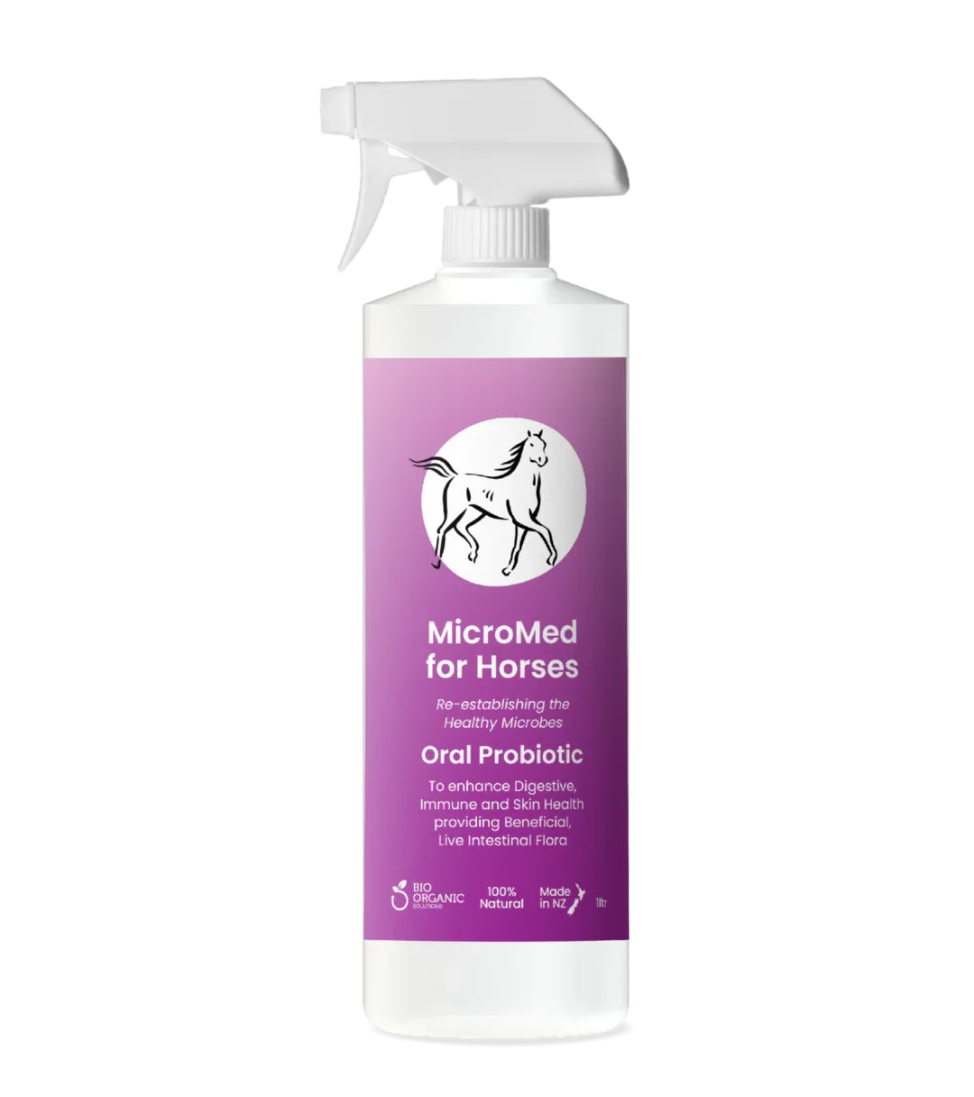MicroMed for Horses Care 500ml bottle showing the ongoing care solution for maintaining equine health and well-being.