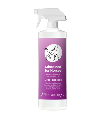 MicroMed for Horses Care 500ml bottle showing the ongoing care solution for maintaining equine health and well-being.