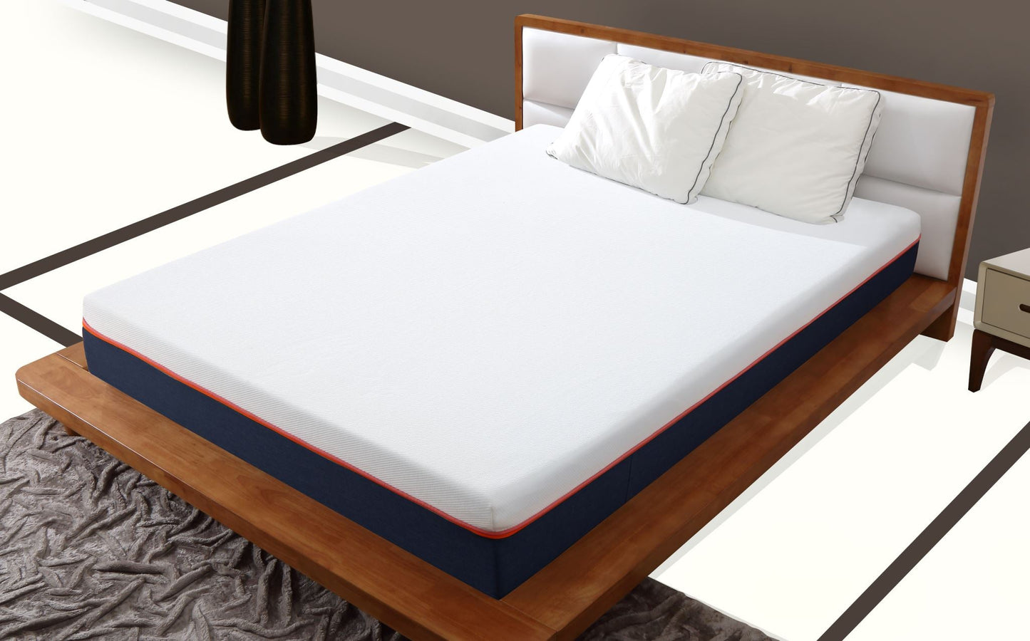 Super King 3-in-1 memory foam mattress by sue-e furniture showing plush, layered foam design on a clean bed setup.