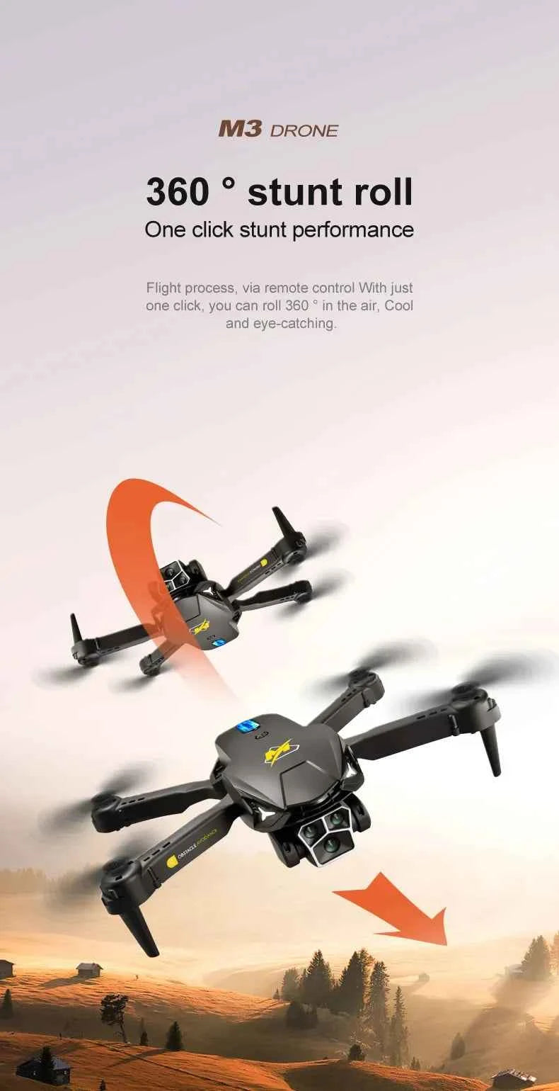 UAV Three Camera HD Drone - Optical Flow Positioning with Obstacle Avoidance | Orange & Black