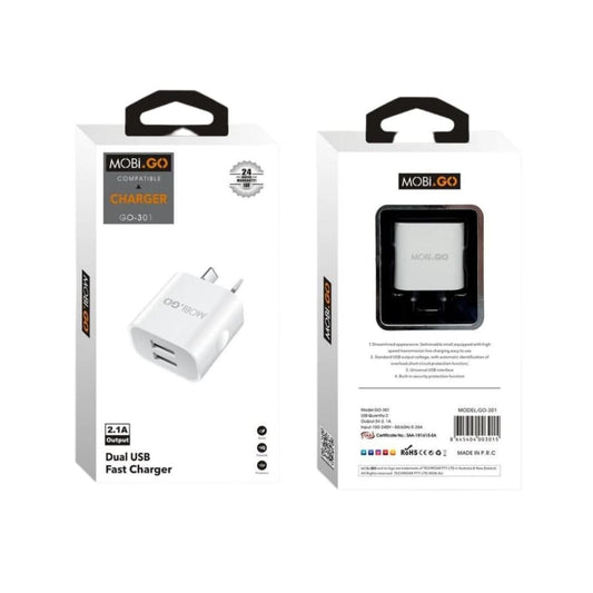 Mobigo Dual USB Power Adapter Wall Plug (NZ / AUS) 9eight5