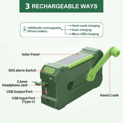 Multifunctional 10000mAh Solar Crank Radio (2 colours available) Habicare