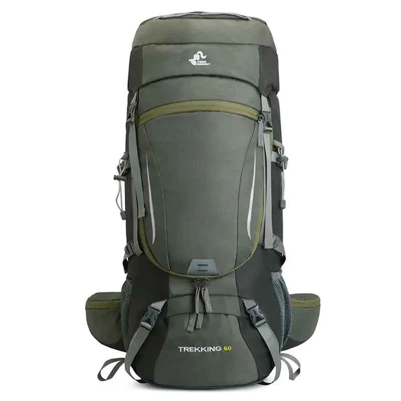 60L Water-Repellent Hiking Backpack with Rain Cover - Large Capacity Outdoor Pack for Adventures