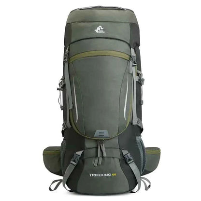 60L Water-Repellent Hiking Backpack with Rain Cover - Large Capacity Outdoor Pack for Adventures