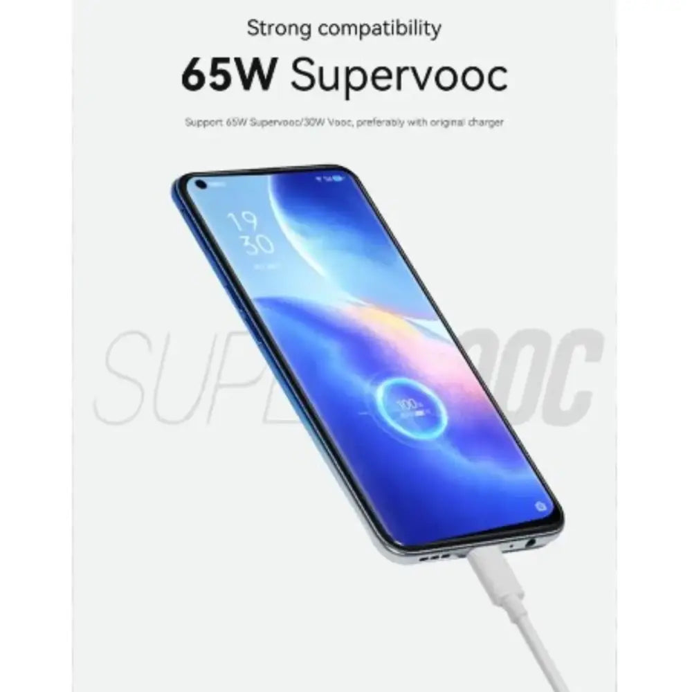 Habicare 65W Original Type-C Oppo SuperVOOC Charger Cable, durable black USB-C cable for fast charging and data transfer.