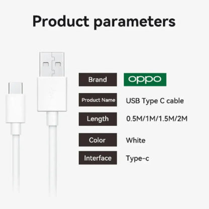 Habicare 65W Original Type-C Charger Cable for Oppo SuperVOOC fast charging, black USB-C cable with branding details.