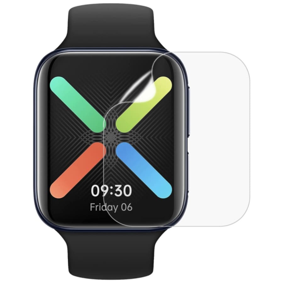 Hydrogel screen protector for Oppo Watch 2 46mm, pack of 6, showing smartwatch with protective film on screen.