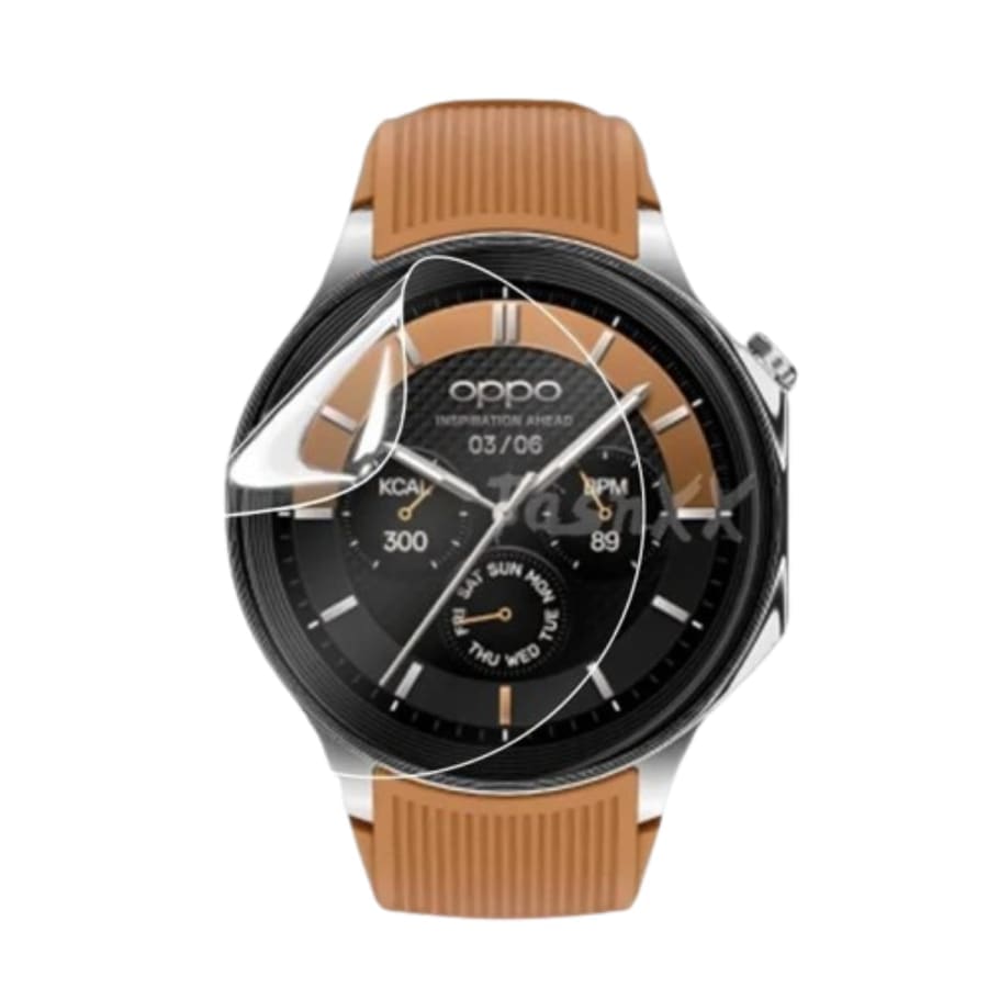 Hydrogel screen protector for Oppo Watch X, pack of 6, clear watch case designed to protect the smartwatch screen.