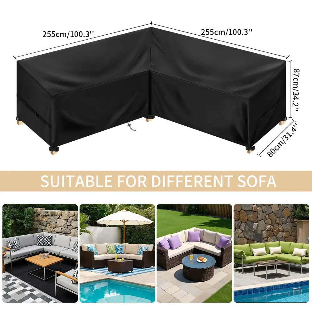 Outdoor Waterproof L-Shape Sofa Cover – Heavy-Duty Weather Protection (different sizes available) Habicare