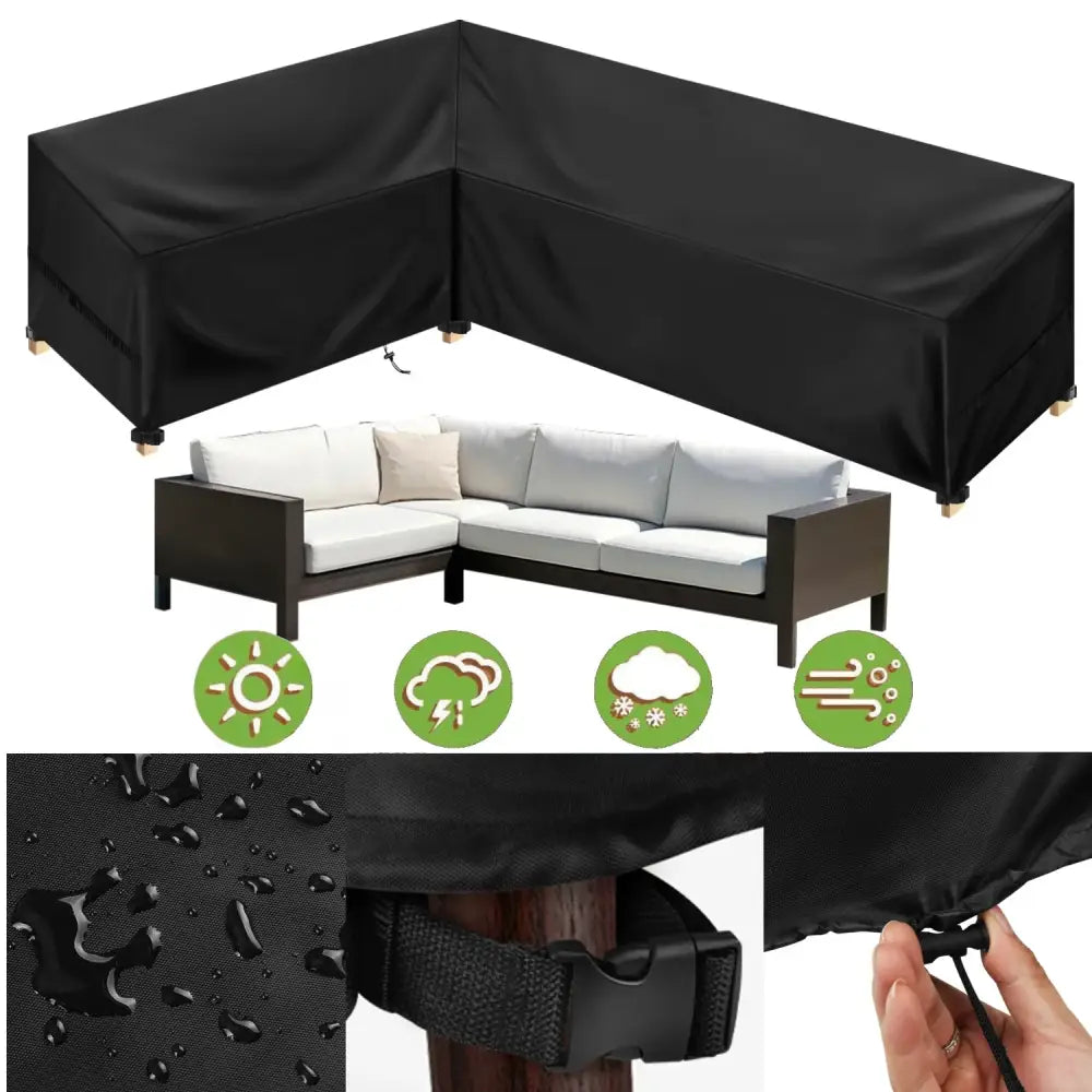 Outdoor Waterproof L-Shape Sofa Cover – Heavy-Duty Weather Protection (different sizes available) Habicare
