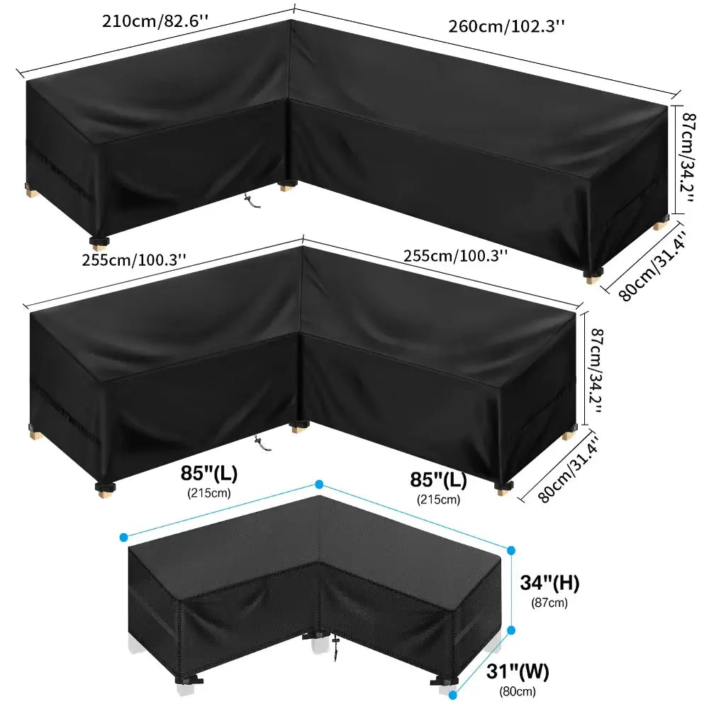 Outdoor Waterproof L-Shape Sofa Cover – Heavy-Duty Weather Protection (different sizes available) Habicare