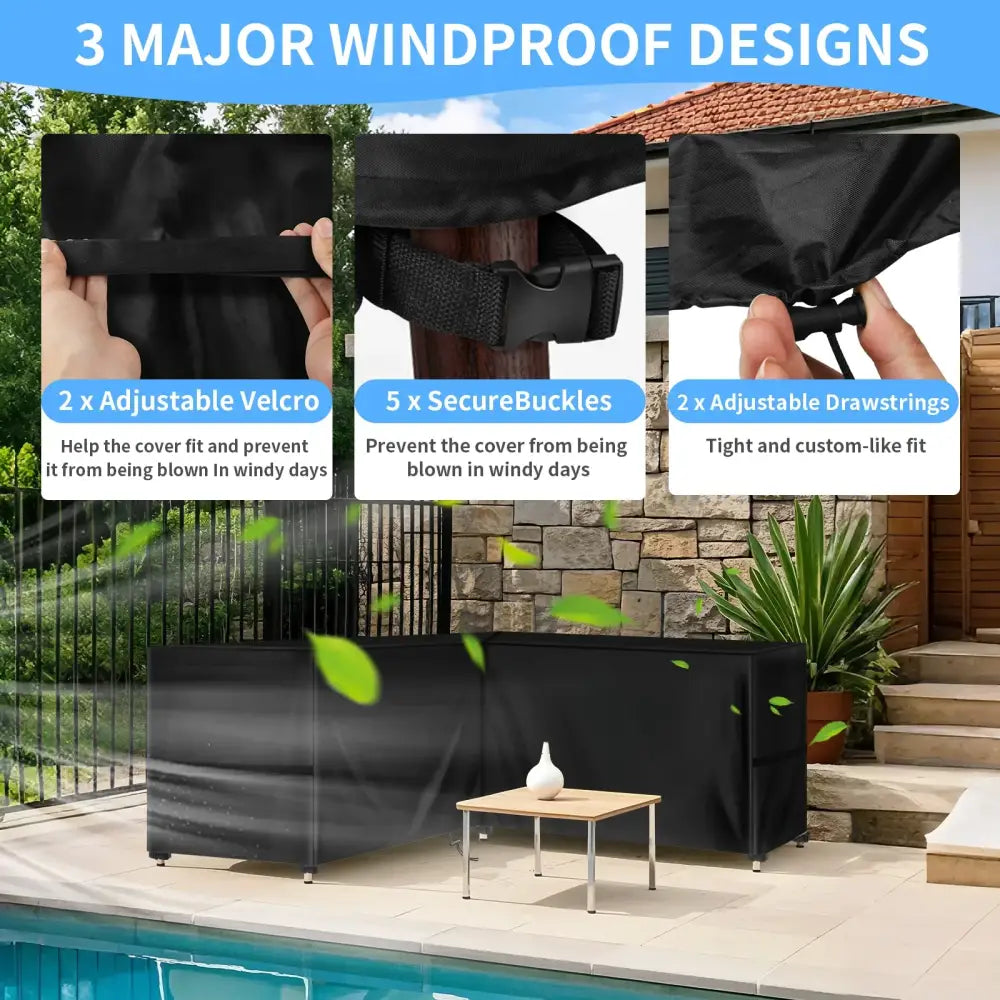 Outdoor Waterproof L-Shape Sofa Cover – Heavy-Duty Weather Protection (different sizes available) Habicare